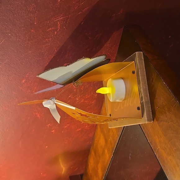 Young's Inc.Tin Tabletop Christmas Angel "Believe" Laser Cut Design Candleholder - Picture 4 of 9